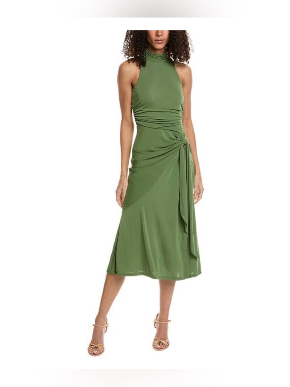 Cinq à Sept Rori Sleeveless Side-Tie High Neck Midi Dress Size 10